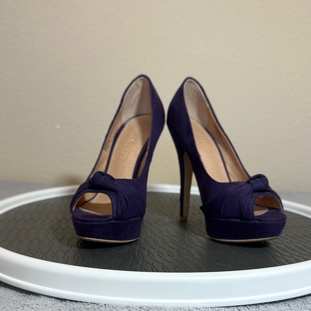 Colin Stuart Deep Purple Peep-Toe Heels